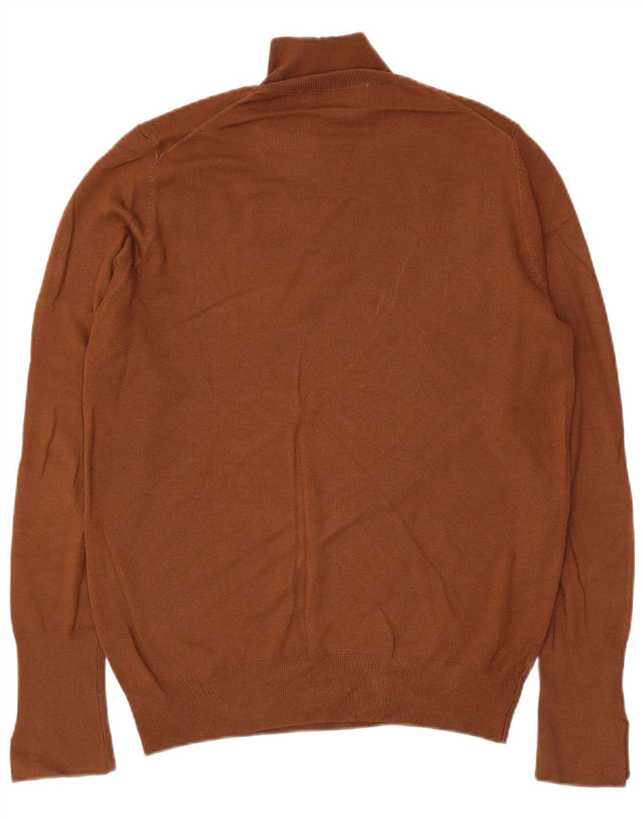 Suéter feminino Zara com gola tartaruga Reino Unido 14 grande marrom