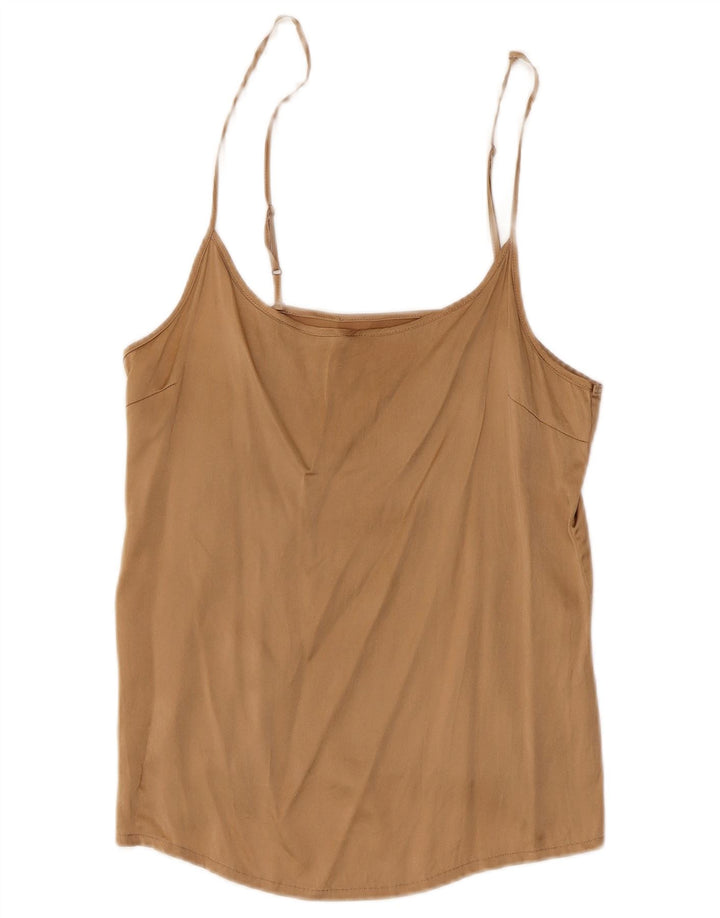 Cami Top Feminino Vintage Reino Unido 8 Seda Marrom Pequena