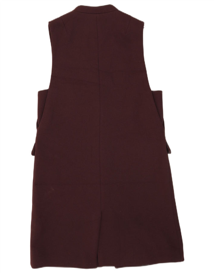 ZARA Womens Open Gilet UK 10 Pequeno Poliéster Marrom