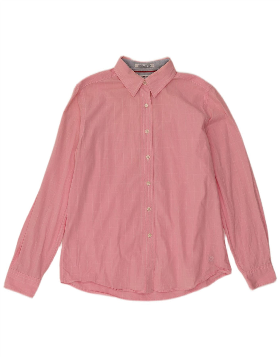 Camisa feminina Tommy Hilfiger EUA 6 algodão xadrez rosa médio
