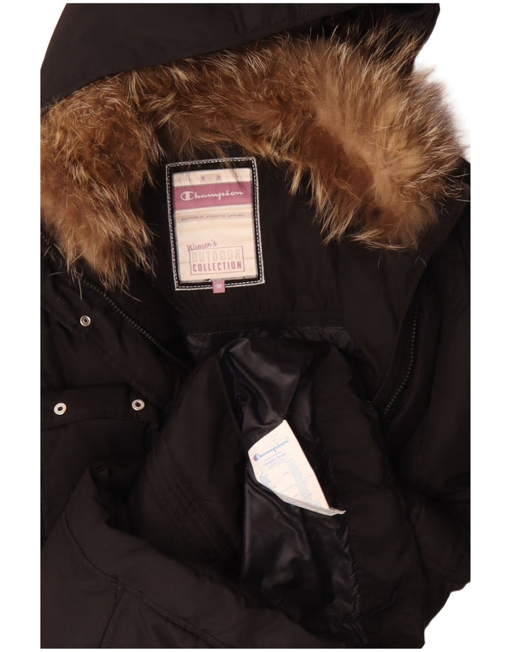 Jaqueta parka feminina com capuz Champion UK 14 médio preto poliéster inverno