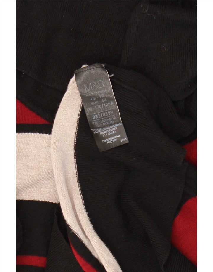 Suéter feminino Marks & Spencer com gola redonda, listrado vermelho grande, Reino Unido 16
