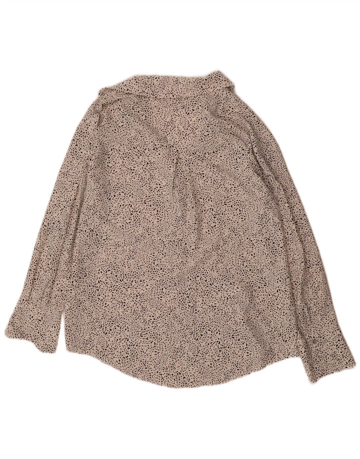 Blusa camisa oversized feminina Zara Reino Unido 10 poliéster manchado branco pequeno