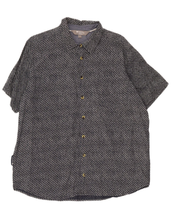 Camisa masculina de manga curta Mountain Warehouse XL azul marinho algodão geométrico