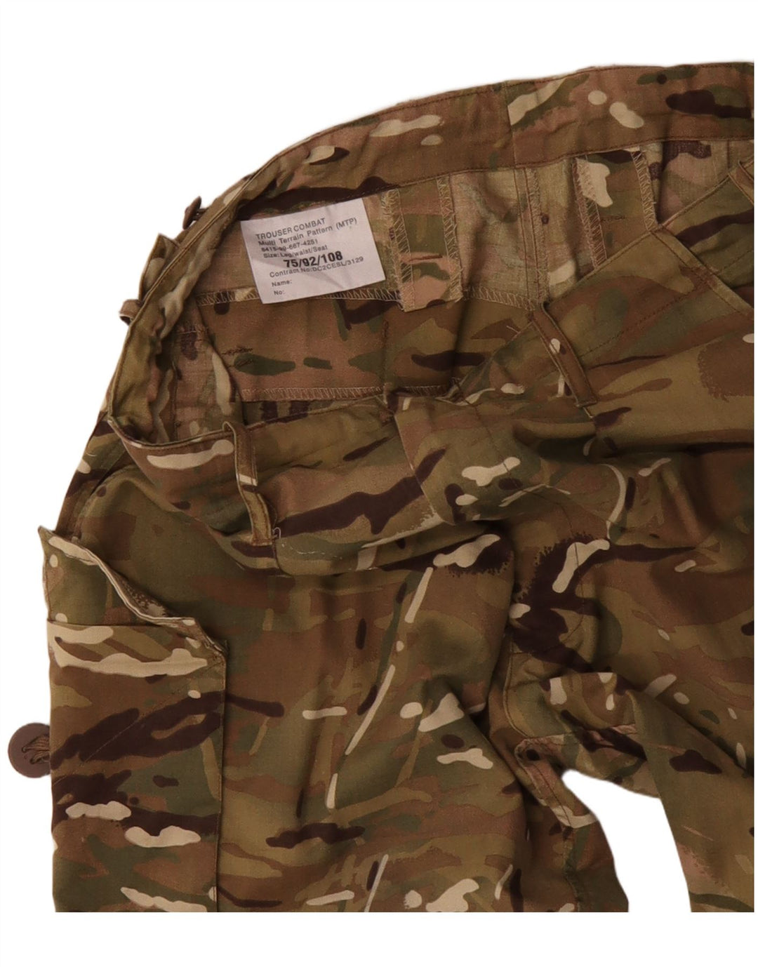 Calça cargo masculina VINTAGE reta W34 L29 algodão camuflado cáqui