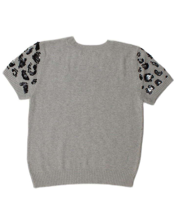 Suéter feminino Marks & Spencer com gola redonda Reino Unido 14 cinza médio