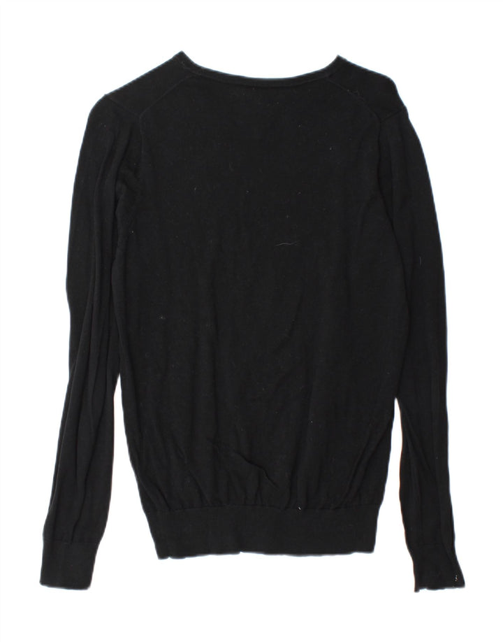 REISS Womens V-Neck Jumper Sweater UK 6 XS Black Cotton Vintage Reiss and Second-Hand Reiss from Messina Hembry 
