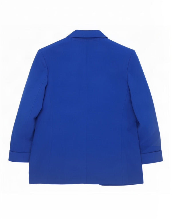 Jaqueta blazer feminina Marks & Spencer manga 3/4 aberta Reino Unido 12 azul médio