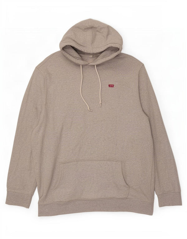 Suéter com capuz oversized feminino Levi's UK 18 XL algodão manchado cinza