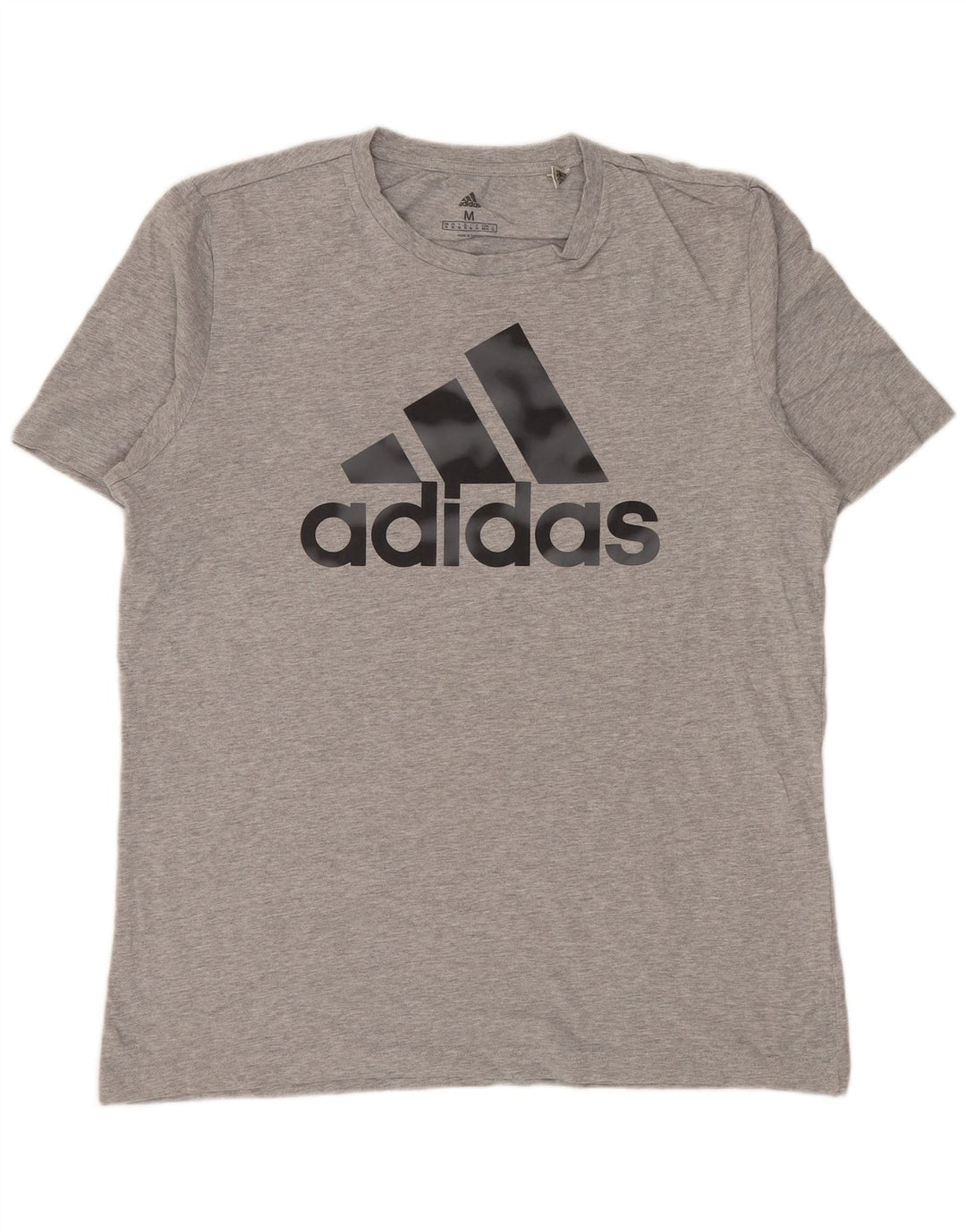 Camiseta masculina ADIDAS com estampa gráfica cinza médio algodão manchado