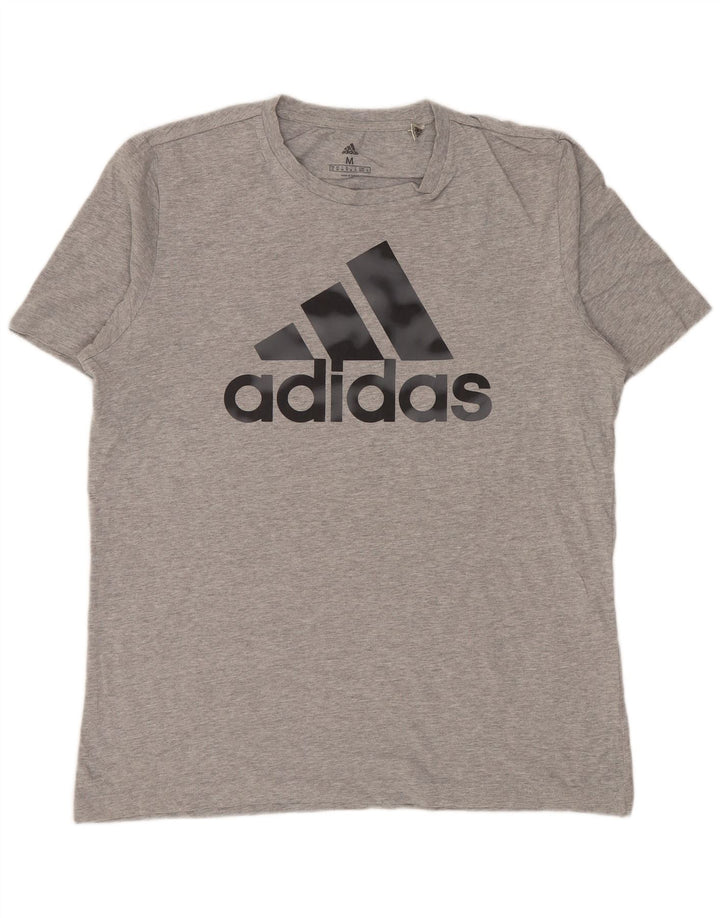 Camiseta masculina ADIDAS com estampa gráfica cinza médio algodão manchado