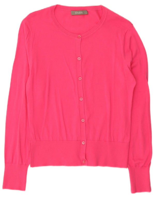 Suéter cardigã feminino Oasis UK 14 grande algodão rosa