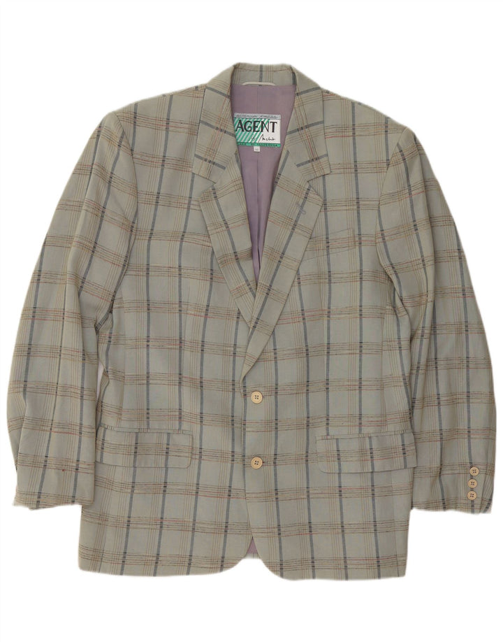 Jaqueta blazer masculina VINTAGE com 2 botões IT 52 XL cinza xadrez viscose