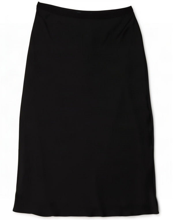 Saia Midi Feminina Marks & Spencer Reino Unido 14 Grande W32 Poliéster Preto