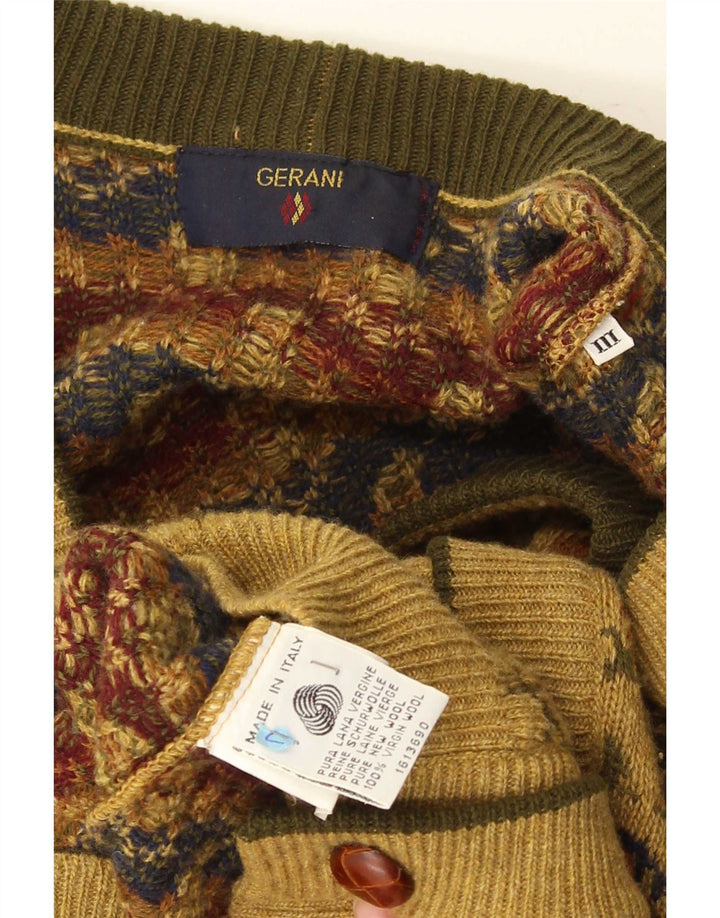 Suéter cardigã masculino Gerani grande lã floral bege