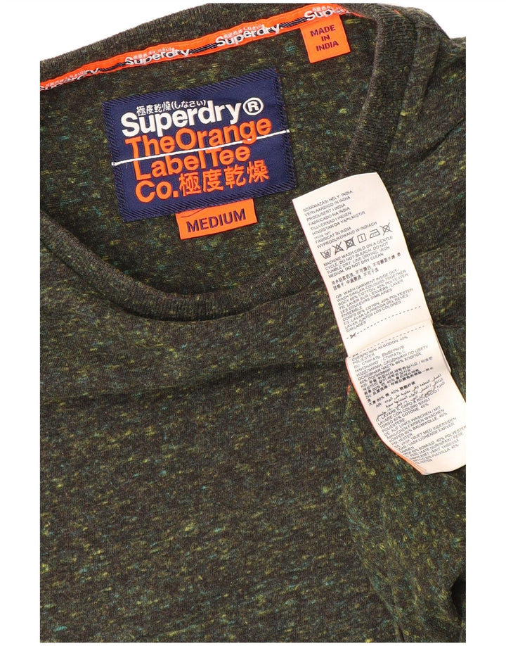 Camiseta masculina Superdry Top médio cáqui algodão manchado