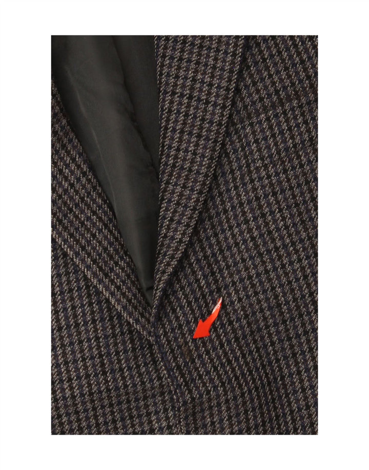 Jaqueta blazer masculina Chaps com 2 botões UK 38 cinza médio Houndstooth