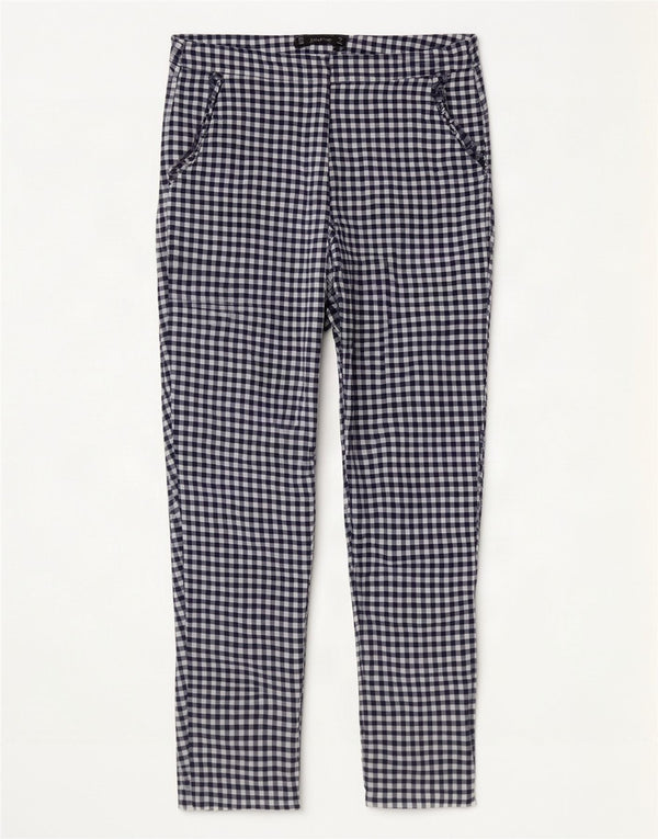 Zara Womens Skinny Cropped Trousers Medium W28 L25 Navy Blue Gingham Cotton