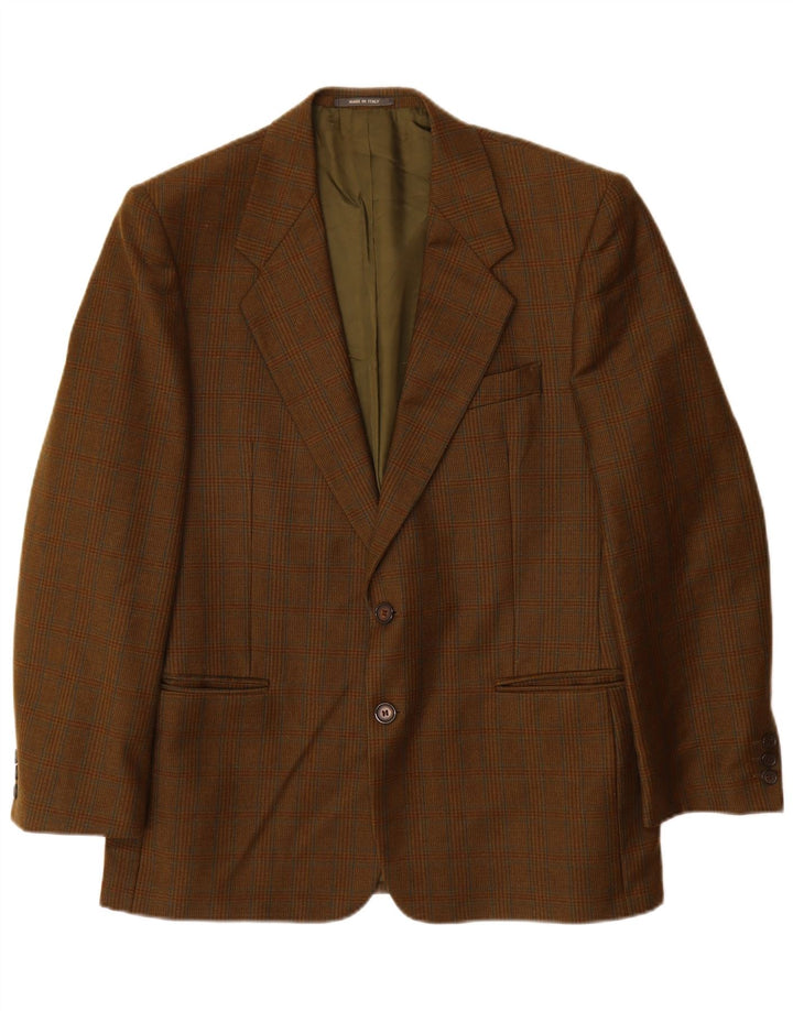Jaqueta blazer masculina VINTAGE com 2 botões Reino Unido 38 Houndstooth marrom médio