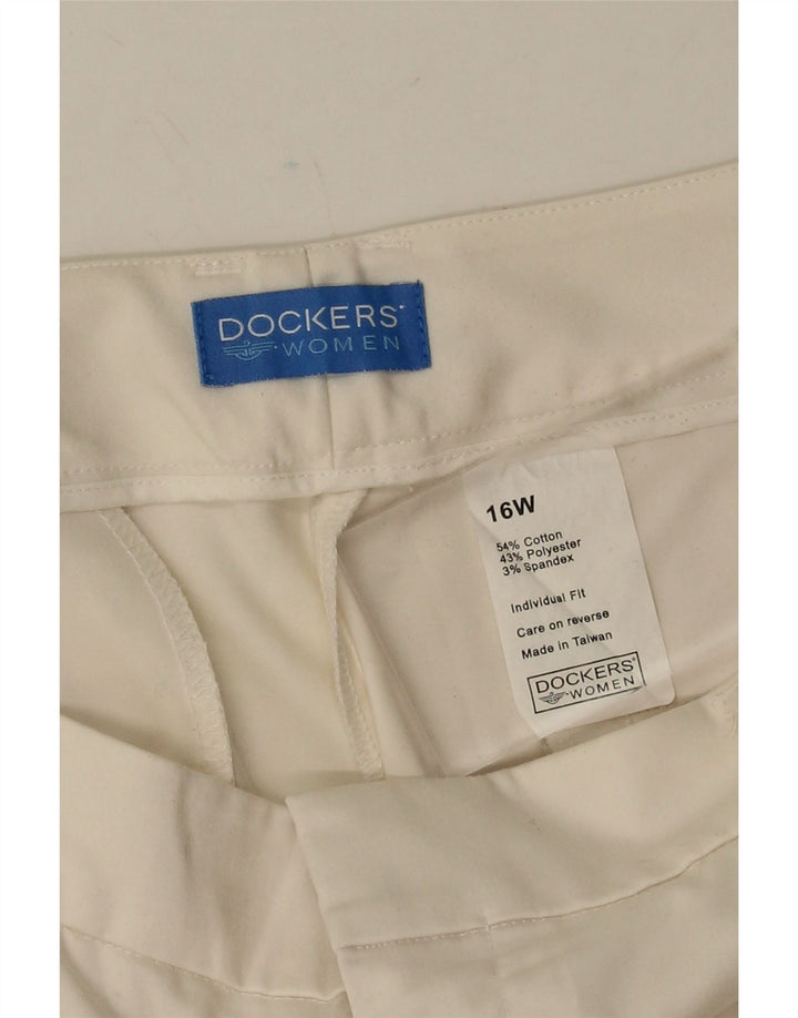 Calça capri feminina DOCKERS reta US 16 2XL W36 L22 algodão branco