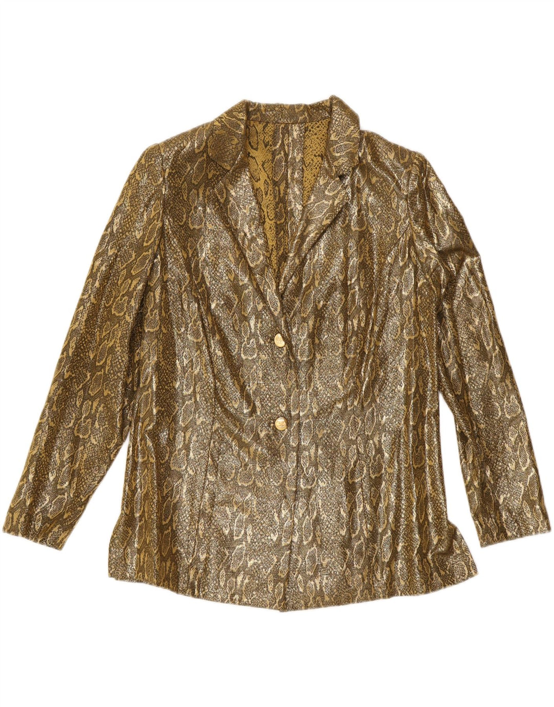 Jaqueta blazer feminina VINTAGE com 2 botões UK 14 ouro médio estampa animal