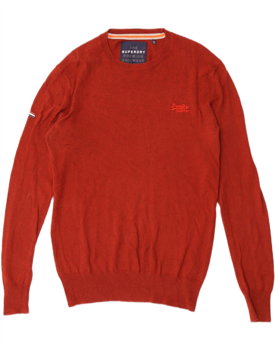 Suéter masculino SUPERDRY com gola redonda, algodão marrom médio