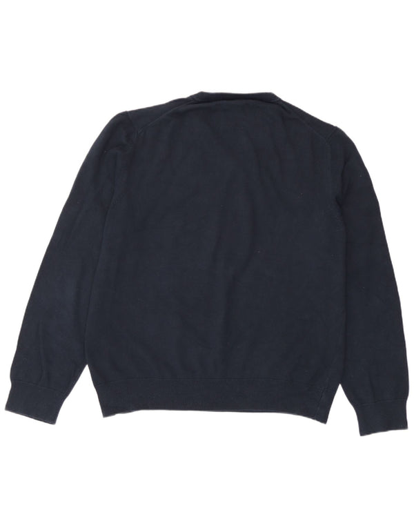 Suéter feminino Marks & Spencer com decote em V Reino Unido 18 XL algodão azul marinho
