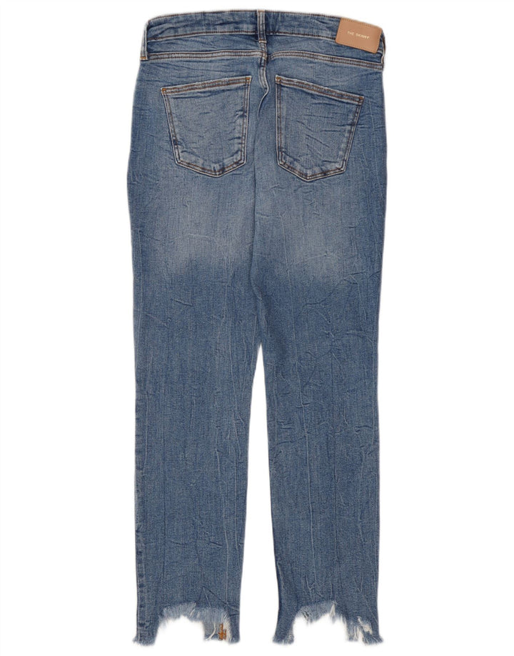 Zara Jeans feminino cortado desgastado EU 40 médio W30 L27 azul