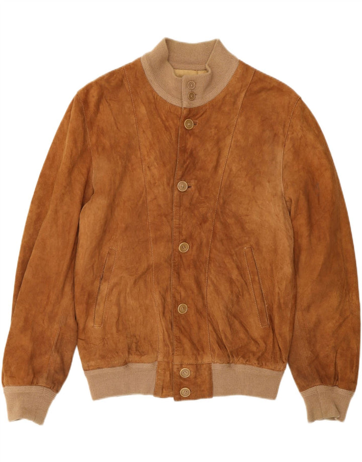 Jaqueta bomber masculina VINTAGE de camurça UK 36 pequena bege