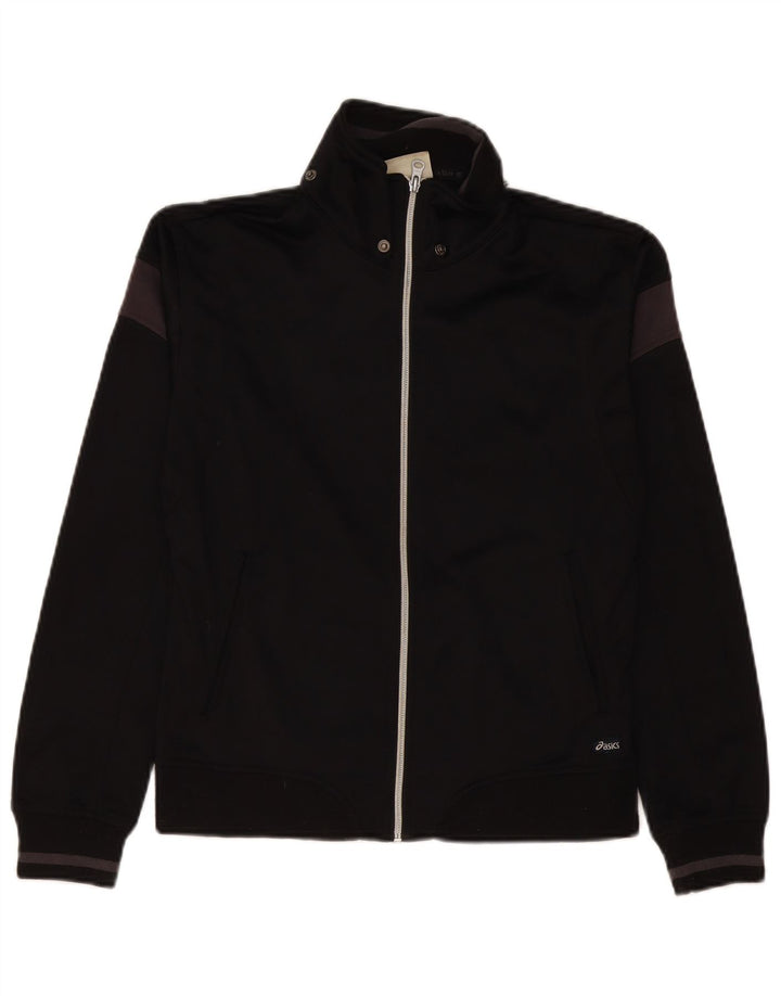 Asics Womens Tracksuit Top Jacket UK 14 Médio Preto Poliéster