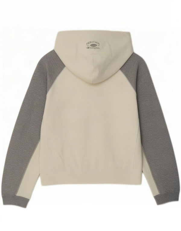 Jumper feminino com capuz gráfico Champion UK 10 pequeno algodão colorido branco