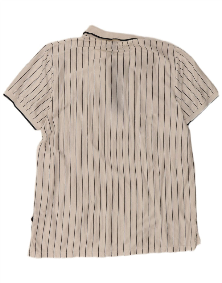 Ellesse Camisa polo masculina slim XL algodão listrado branco