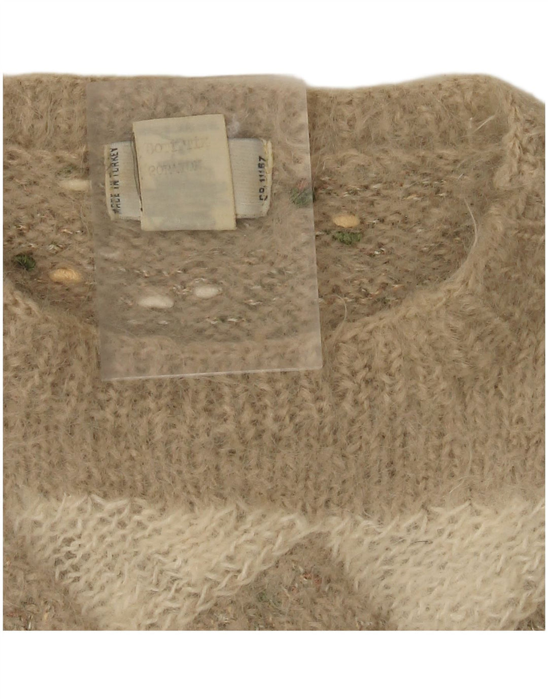 Suéter feminino vintage com gola canoa Reino Unido 12 Bege Médio Argyle/Diamante