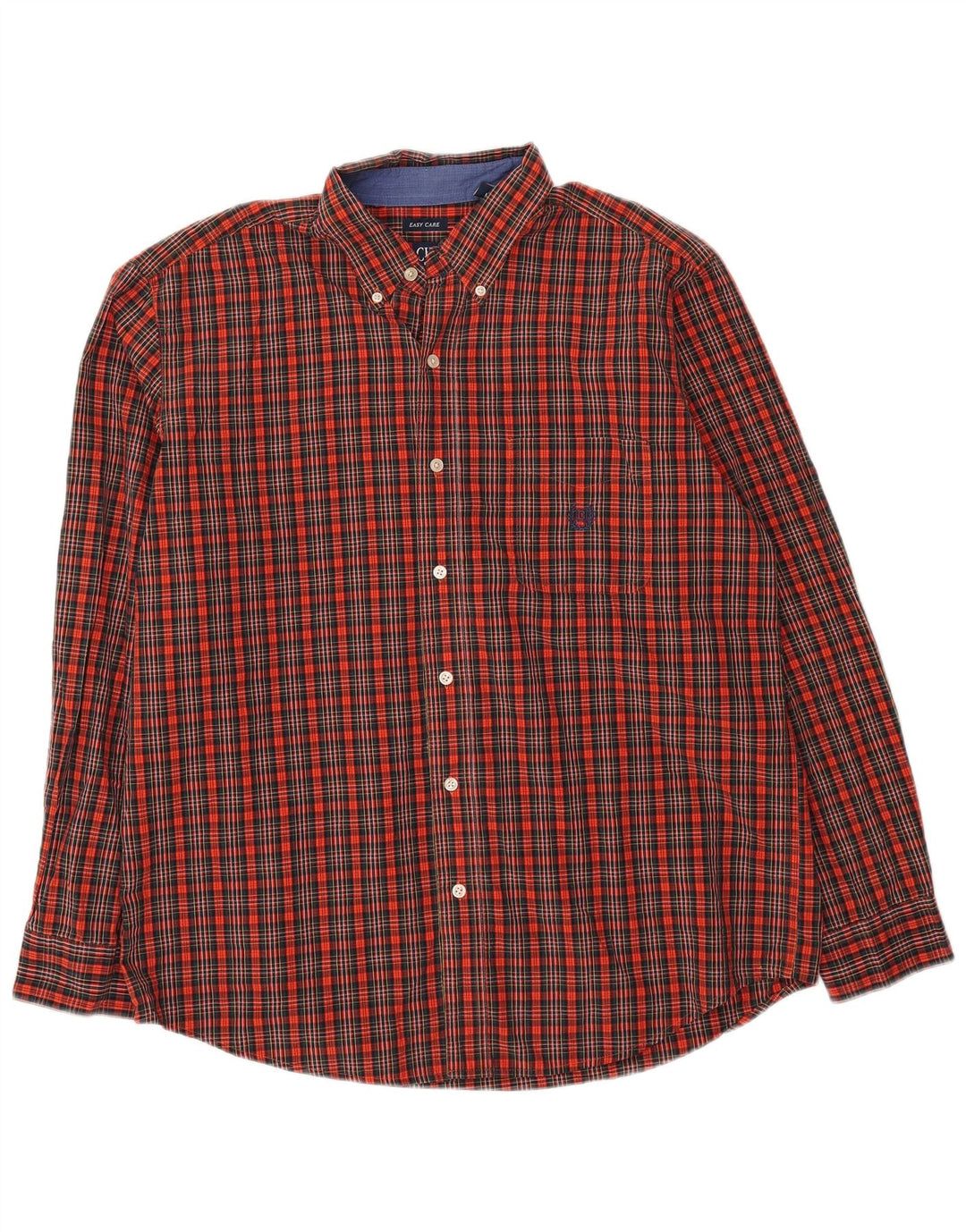 Camisa masculina Chaps grande laranja xadrez algodão