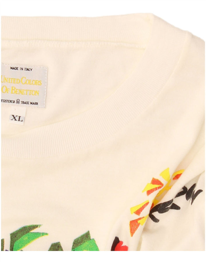 Camiseta masculina gráfica BENETTON XL Off White