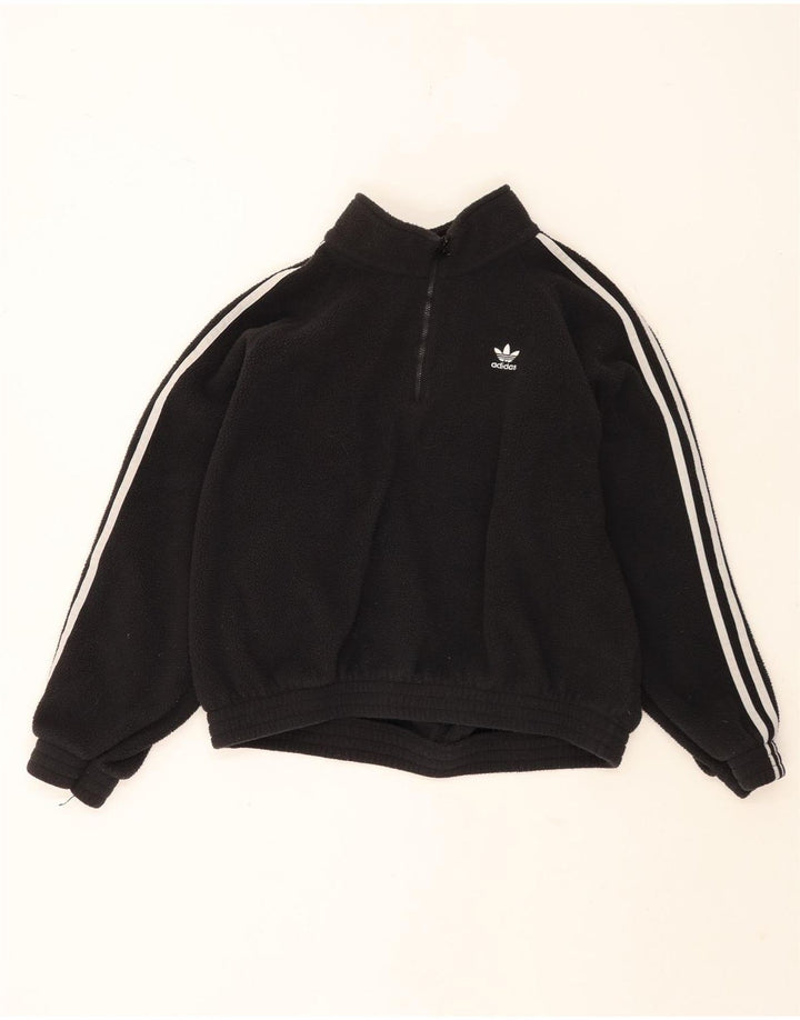 Suéter de lã superdimensionado com zíper e gola Adidas feminino Reino Unido 10 pequeno poliéster preto