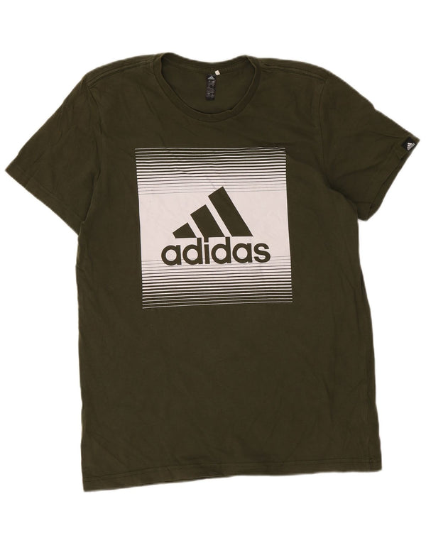Adidas Mens Graphic T-Shirt Top Grande Algodão Verde
