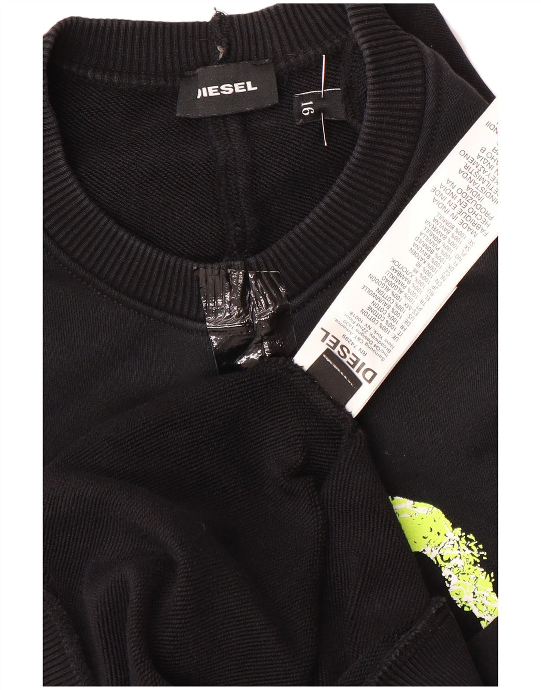 Suéter gráfico diesel masculino 15-16 anos algodão preto