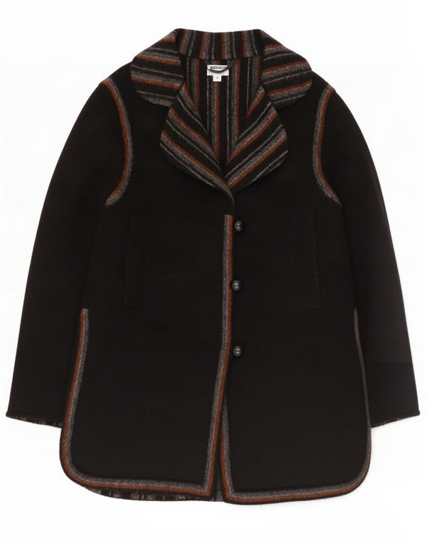 Sobretudo feminino vintage UK 14 listrado preto médio