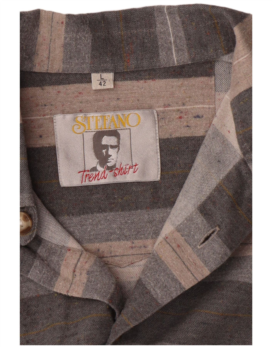 Camisa masculina de flanela Stefano tamanho 42 listrado cinza grande