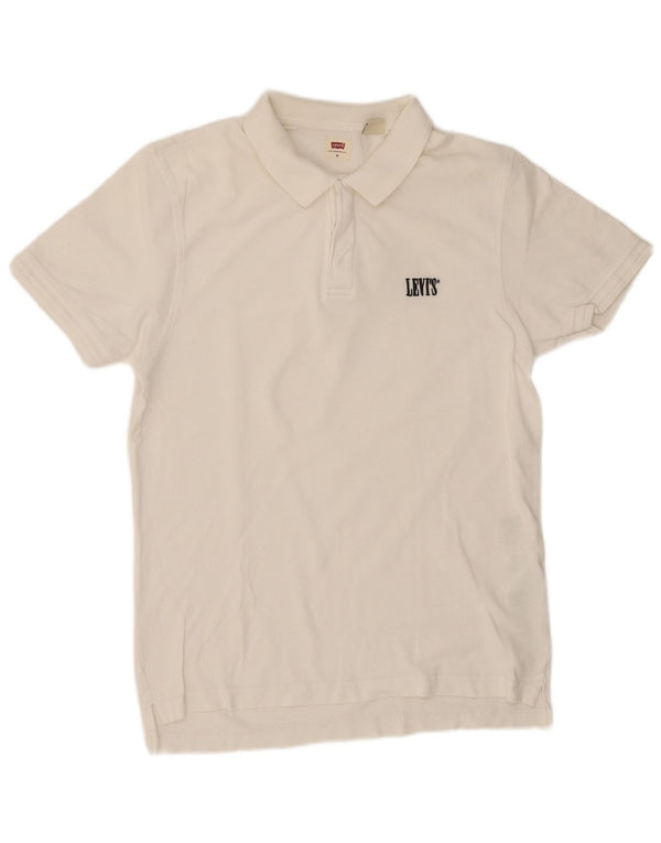 Camisa polo masculina Levi's de algodão branco médio