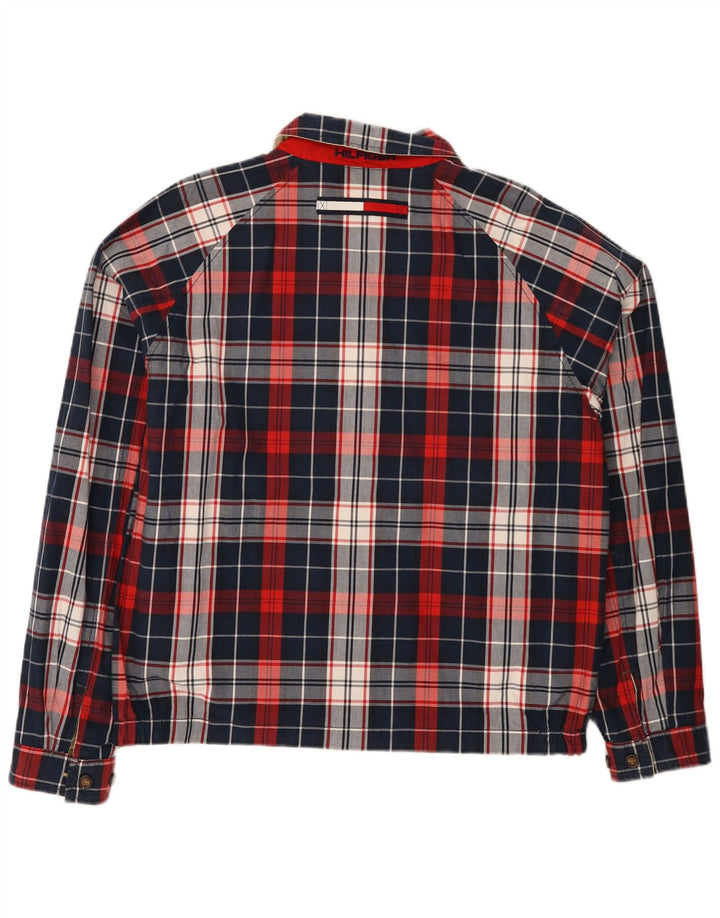 Jaqueta reversível masculina TOMMY HILFIGER Reino Unido 38 Nylon xadrez médio azul marinho