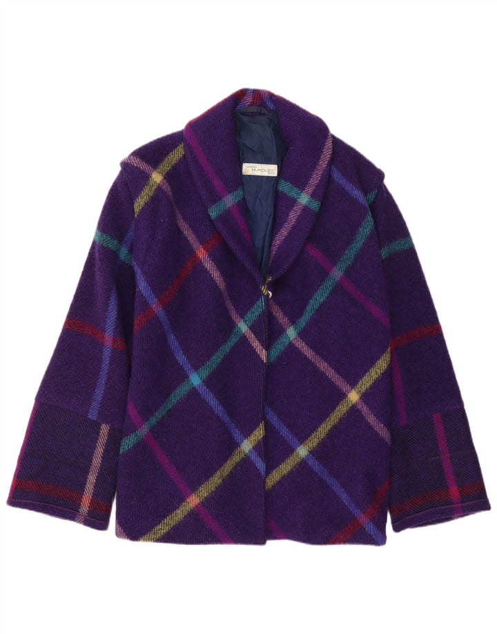 Sobretudo feminino Kadlec UK 16 grande xadrez roxo