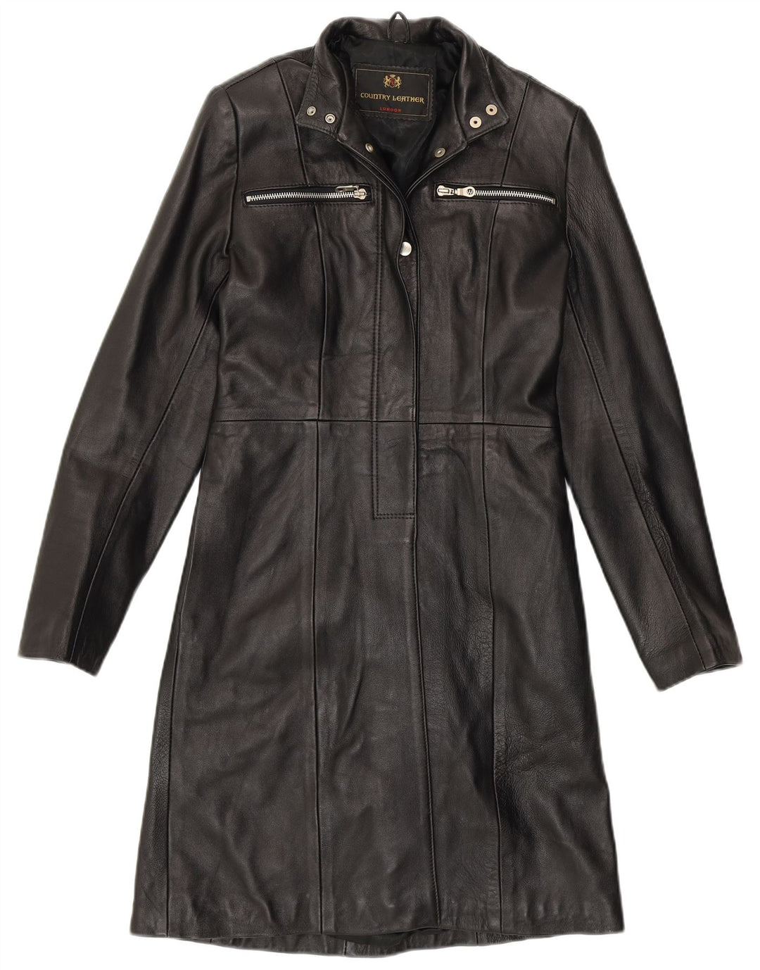 Casaco de couro feminino VINTAGE UK 8 pequeno couro preto