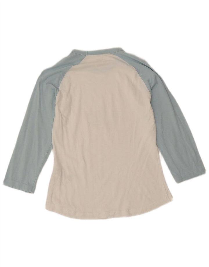Adidas feminino gráfico top manga 3/4 IT 44 médio branco colorblock algodão