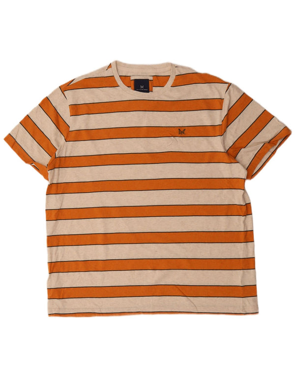 Camiseta masculina Crew Clothing Top 2XL algodão listrado bege