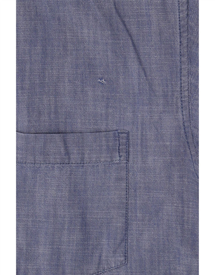 Camisa masculina vintage algodão azul médio