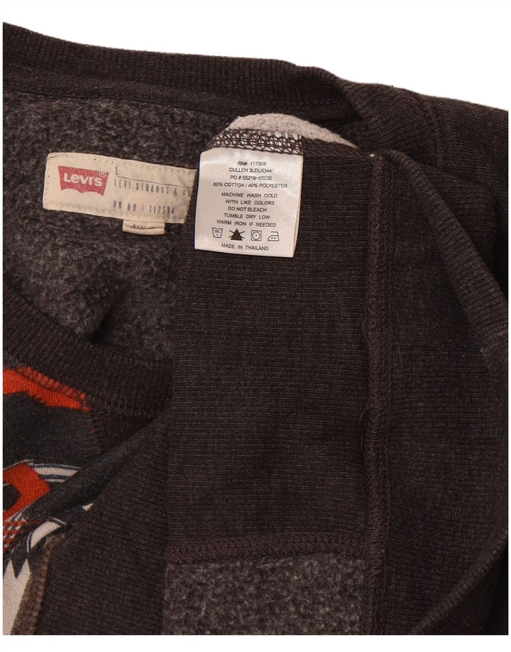 LEVI'S Moletom Masculino Jumper Grande Algodão Geométrico Cinza