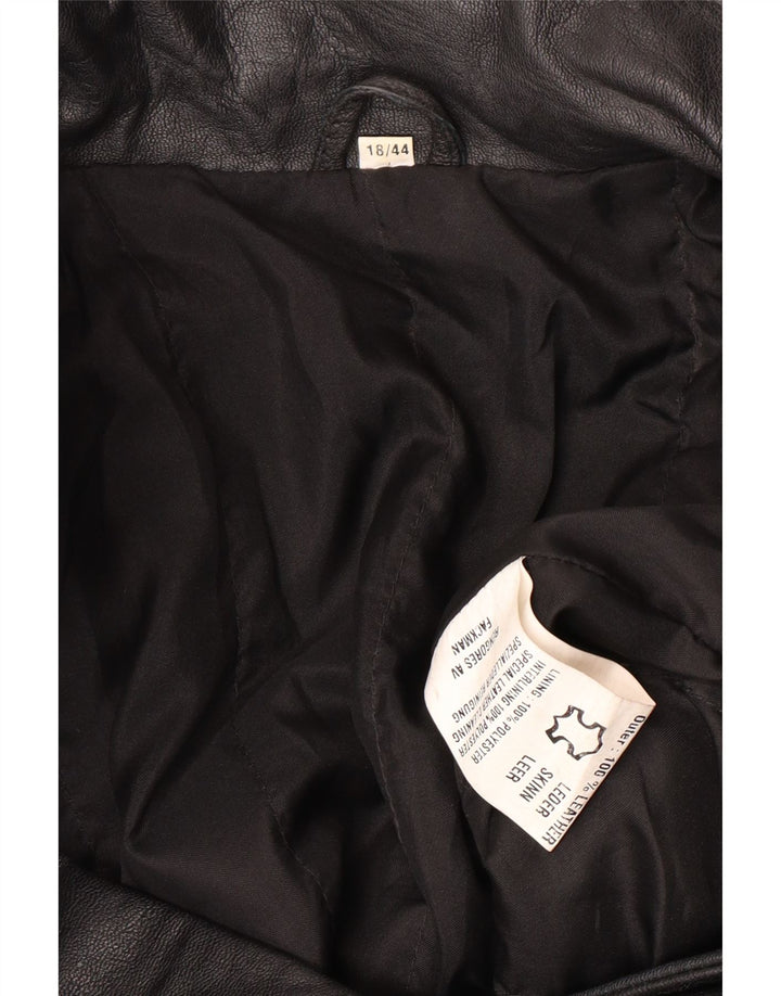 Casaco de couro feminino VINTAGE UK 18 XL couro preto