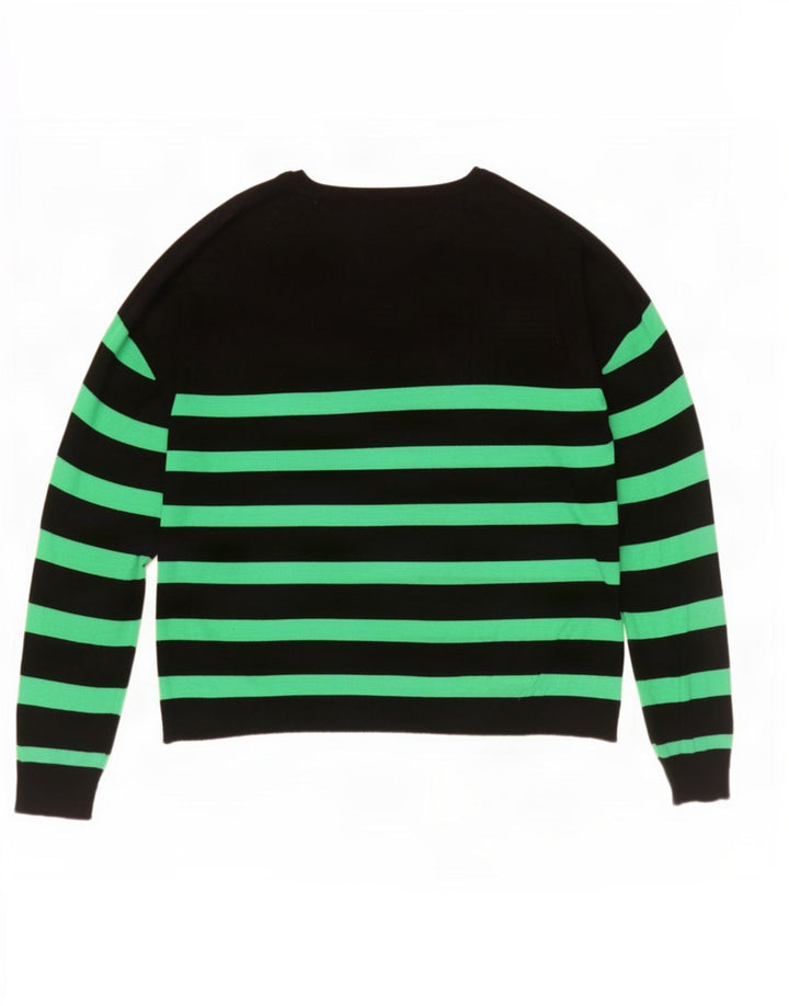 Zara blusa feminina oversized top UK 10 pequena listrada preta